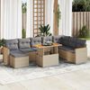vidaXL Salon de jardin avec coussins 9 pcs beige r&eacute;sine tress&eacute;e acacia