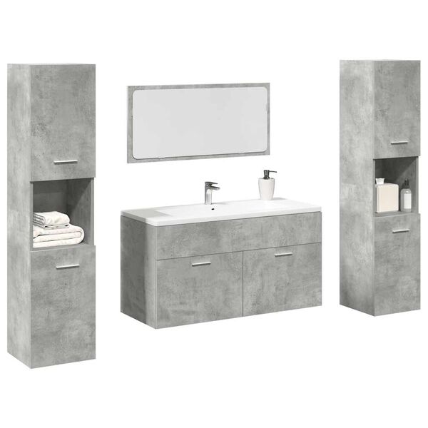 vidaXL Ensemble de meubles de salle de bain 4 pcs gris b&eacute;ton