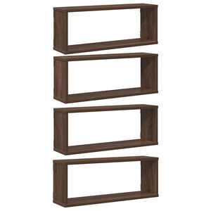 vidaXL &Eacute;tag&egrave;res murales cube 4 pcs Ch&ecirc;ne marron Bois d&rsquo;ing&eacute;nierie