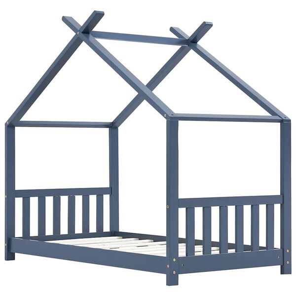 vidaXL Cadre de lit d'enfant Gris Bois de pin massif 70x140 cm