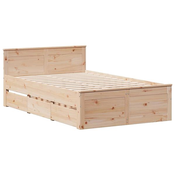 vidaXL Cadre de lit sans matelas avec t&ecirc;te de lit 120x190 cm bois pin