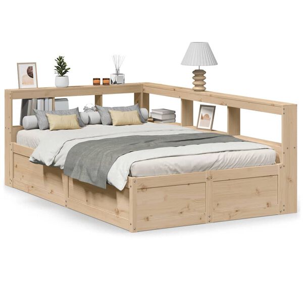 vidaXL Lit biblioth&egrave;que sans matelas 135x190 cm bois de pin massif