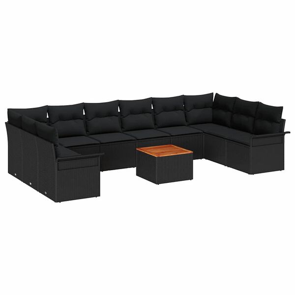 vidaXL Ensemble de canap&eacute; de jardin avec coussin 11 pcs Noir