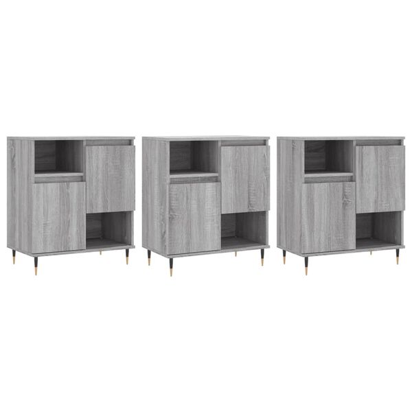 vidaXL Buffets 3 pcs Sonoma gris Bois d'ing&eacute;nierie