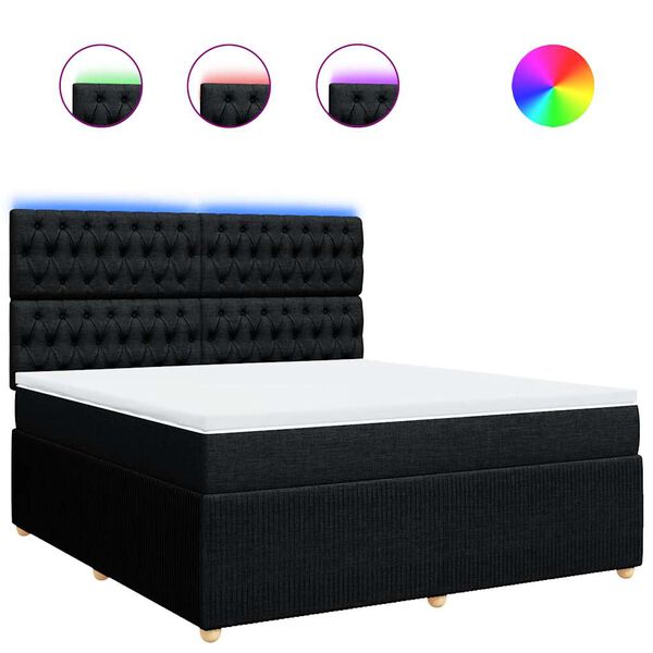 vidaXL Sommier &agrave; lattes de lit avec matelas Noir 180x200 cm Tissu