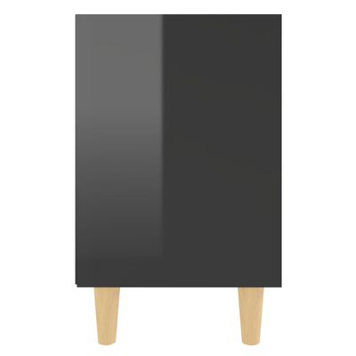vidaXL Table de chevet avec pieds en bois Noir brillant 40x30x50 cm