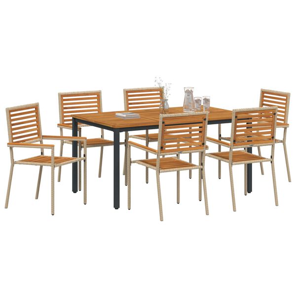 vidaXL Ensemble de salle &agrave; manger pour jardin 7 pcs Beige et Marron