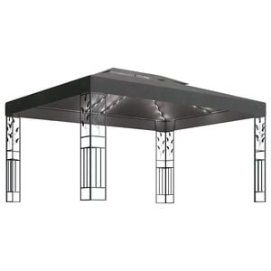 vidaXL Tonnelle avec double toit et lumi&egrave;res LED 3x4 m Anthracite