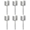 vidaXL Piquets de cl&ocirc;ture 6 pcs Argent&eacute; 8x6x30 cm Acier galvanis&eacute;
