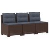 vidaXL Canap&eacute; de jardin 3 places avec coussins look rattan PP Marron