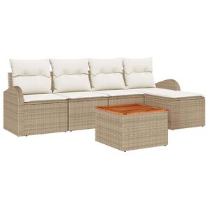 vidaXL Ensemble de canap&eacute; de jardin 6 pc Beige polyrotin