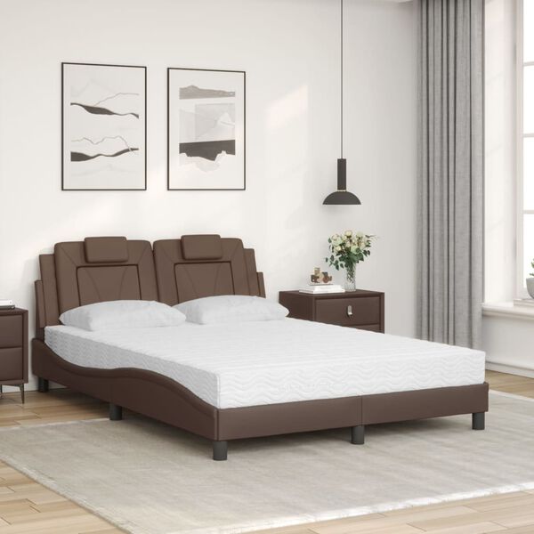 vidaXL Lit Viana avec matelas marron 120x200 cm similicuir