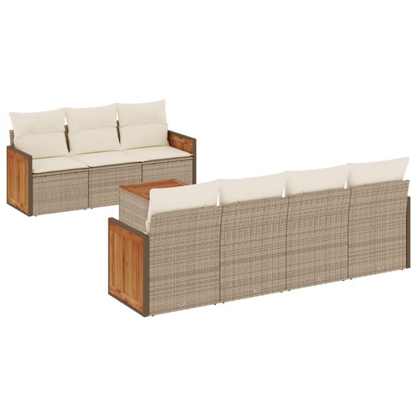vidaXL Salon de jardin avec coussins 8 pcs beige r&eacute;sine tress&eacute;e