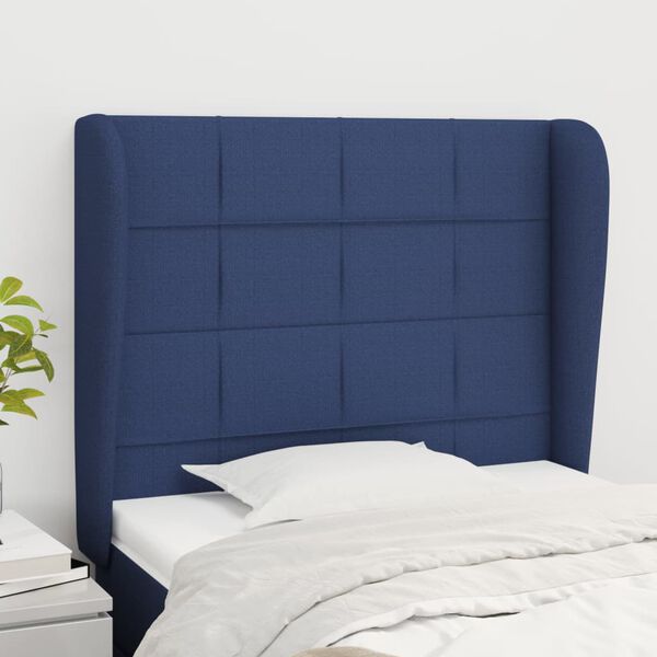 vidaXL T&ecirc;te de lit avec oreilles Bleu 93x23x118/128 cm Tissu