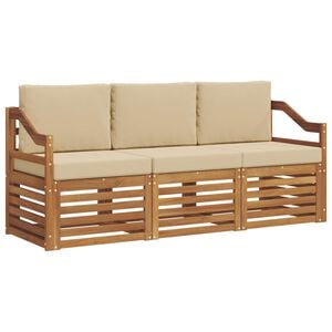 vidaXL Ensembles de canap&eacute;s 3 pc Naturel et Beige Bois d'Acacia Massif