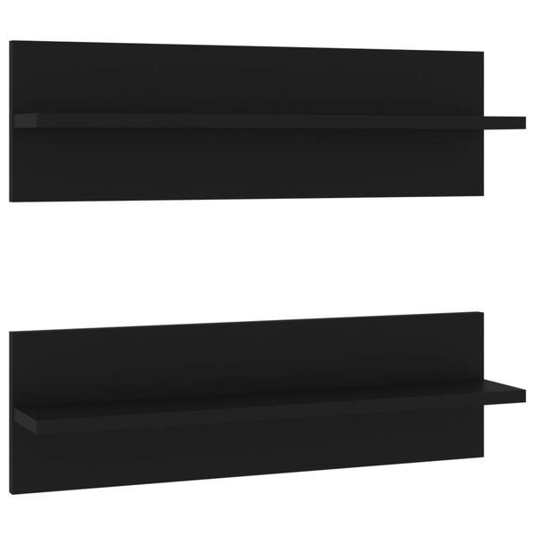 vidaXL &Eacute;tag&egrave;res murales 2 pcs Noir 60x11,5x18 cm bois d'ing&eacute;nierie