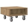 vidaXL Table d'appoint avec roues Ch&ecirc;ne artisanal 50,5 x 50 x 30 cm