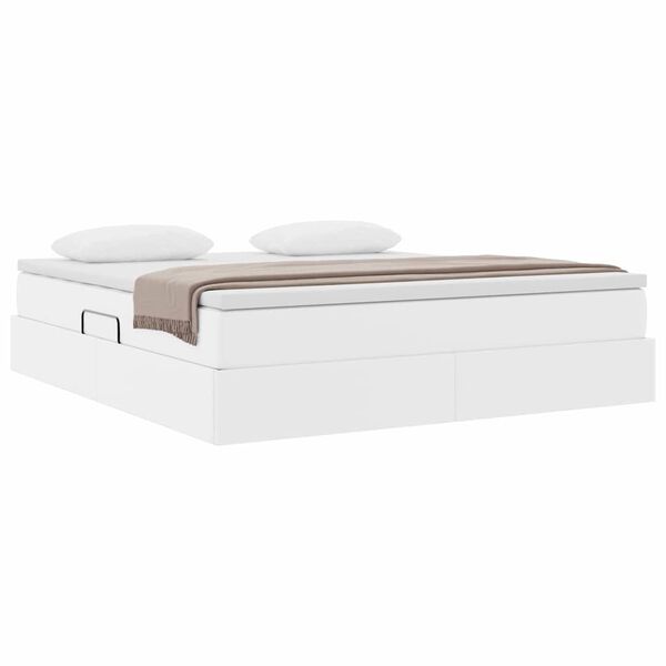 vidaXL Lit avec rangement et matelas Blanc 160 x 200 cm Simili cuir