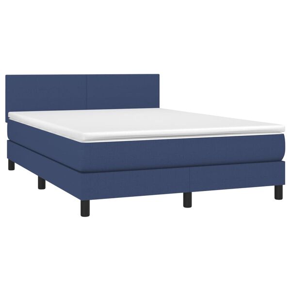 vidaXL Sommier &agrave; lattes de lit avec matelas Bleu 140x190 cm Tissu