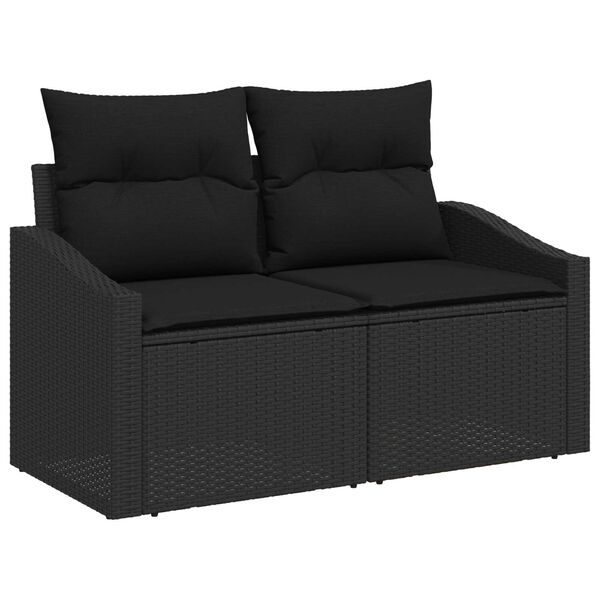 vidaXL Ensemble de Canap&eacute;s avec coussin avec stockage Noir polyrotin