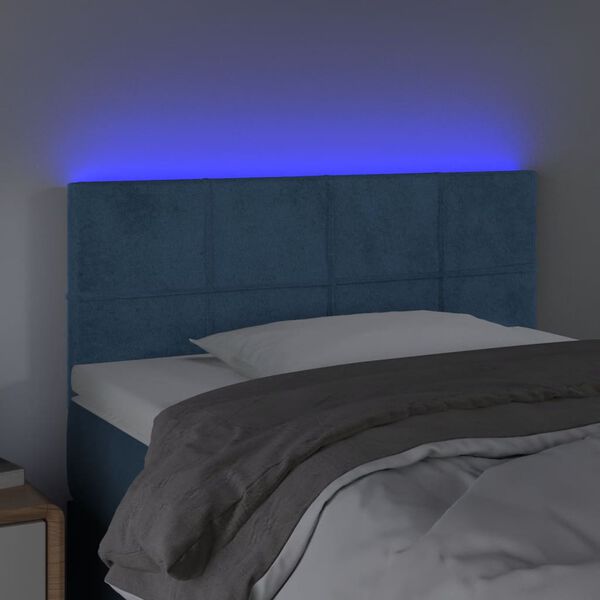 vidaXL T&ecirc;te de lit &agrave; LED Bleu fonc&eacute; 80x5x78/88 cm Velours