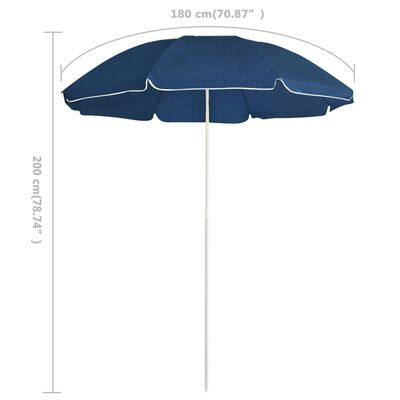 vidaXL Parasol de jardin avec mât en acier bleu 180 cm