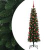 vidaXL Sapin de No&euml;l artificiel &eacute;troit avec boules 120 cm 150 LED
