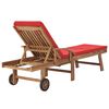 vidaXL Chaises longues avec coussins 2 pcs Bois de teck solide Rouge