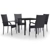 vidaXL Ensemble &agrave; manger de jardin 5 pcs Noir