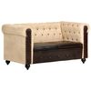 vidaXL Canap&eacute; Chesterfield &agrave; 2 places Marron Cuir v&eacute;ritable