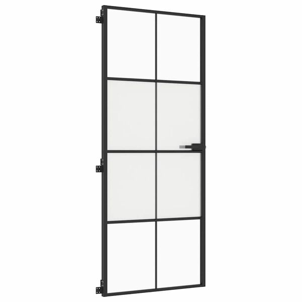 vidaXL Porte int&eacute;rieure mince noir 83x201,5 cm verre tremp&eacute; aluminium