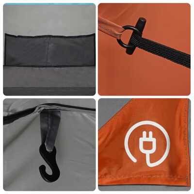 vidaXL Tente de camping tunnel 4 personnes gris et orange imperméable