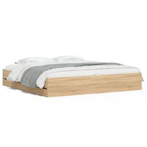 vidaXL Cadre de lit avec tiroirs sans matelas ch&ecirc;ne sonoma 200x200 cm