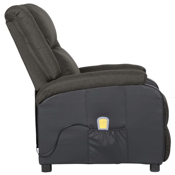 vidaXL Fauteuil de massage électrique gris foncé similicuir et tissu