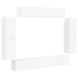 vidaXL Meuble TV 8 pc Blanc brillant