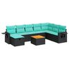 vidaXL Salon de jardin 9 pcs avec coussins noir r&eacute;sine tress&eacute;e