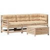 vidaXL Salon de jardin 4 pcs avec coussins Bois de pin massif