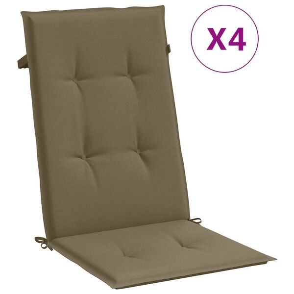 vidaXL Coussins de chaise &agrave; dossier haut lot de 4 taupe m&eacute;lang&eacute; tissu