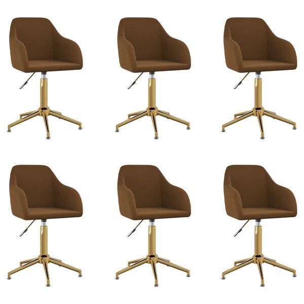 vidaXL Chaises pivotantes &agrave; manger lot de 6 marron velours