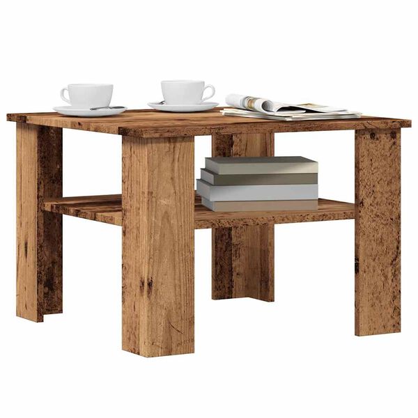 vidaXL Table basse vieux bois 60x60x42 cm bois d'ing&eacute;nierie