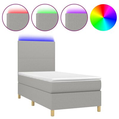 vidaXL Sommier à lattes de lit avec matelas et LED Gris clair 90x200cm