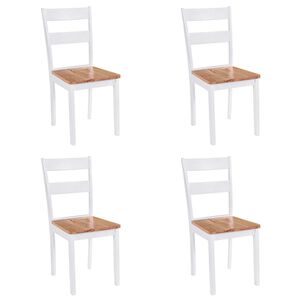 vidaXL Chaises à manger lot de 4 blanc bois d'hévéa massif