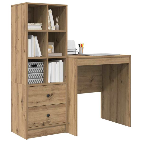 vidaXL Bureau avec tiroir 2 pcs Ch&ecirc;ne artisanal