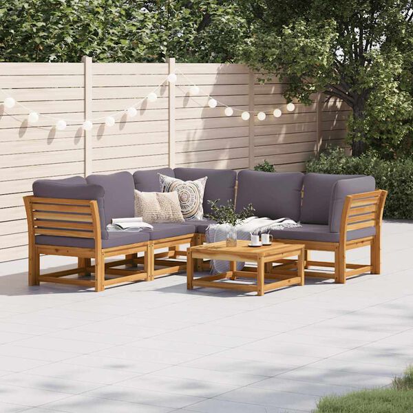 vidaXL Salon de jardin 6 pcs avec coussins bois d'acacia solide