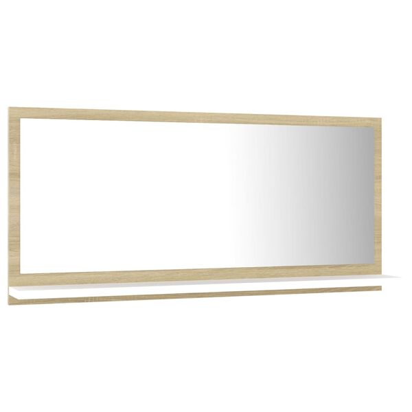 vidaXL Miroir de bain Blanc et ch&ecirc;ne sonoma 80x10,5x37 cm Agglom&eacute;r&eacute;