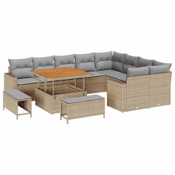 vidaXL Ensemble de canap&eacute; de jardin 12 pcs beige et gris clair
