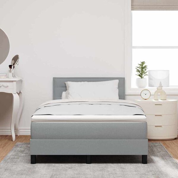 vidaXL Lit &agrave; ressorts avec matelas Gris clair 120 x 200 cm tissu