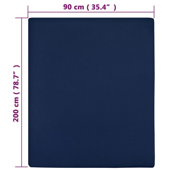 vidaXL Draps-housses Jersey 2 pcs Bleu marine 90x200 cm Coton