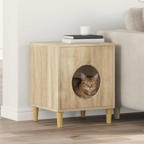 vidaXL Maison pour chat Sonoma 42,5 x 40 x 53 cm Bois d'ing&eacute;nierie