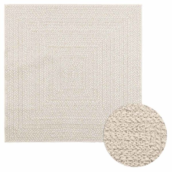 vidaXL Tapis ZIZUR cr&egrave;me 120x120 cm aspect de jute int&eacute;rieur ext&eacute;rieur